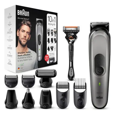 (MGK7221) Men's grooming set with beard trimmer, hair clipper, nose hair trimmer, Gillette razor