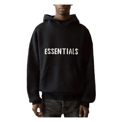 (Black, XL) Fear of God Essentials Mens Knitted Pullover Long Sleeve Sweatshirt Casual Hooded To