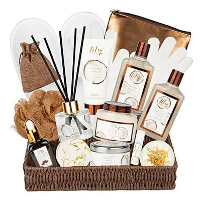 Coconut Vanilla Spa Bath Gift Set for Women 17pcs Spa Gift Baskets Se