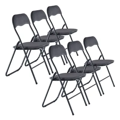 (Dark Grey Velvet) Pc Folding Lightweight Chair Set Metal Frame