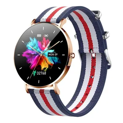 (gold, Nylon strap) Lige Ultra Thin Minimalist Smart Watch Full Touch Screen Bluetooth Calling W