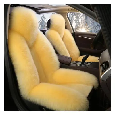 (beige, Seat cushion sets of) 1pc New Sheepskin Fur Car Seat Cover Universal Wool Car Cushion Fr