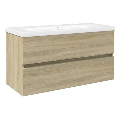 vidaXL Bathroom Furniture Set Piece Sink Cabinet Ceramic and Engineered Wood