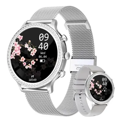 (Grey, Mesh belt silicone belt) LIGE New Fashion Smart Watch Ladies Bluetooth Call Blood Pressur