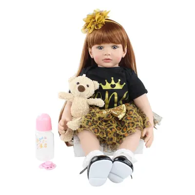 (blue, Blue eyes, 60cm doll) Bzdoll 60cm Silicone Reborn Baby Doll Toy For Girl Inch Vinyl Princ