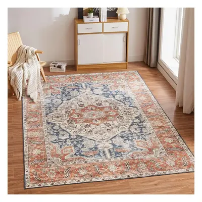 (120x170CM, Vintage Orange) Machine washable living room rug