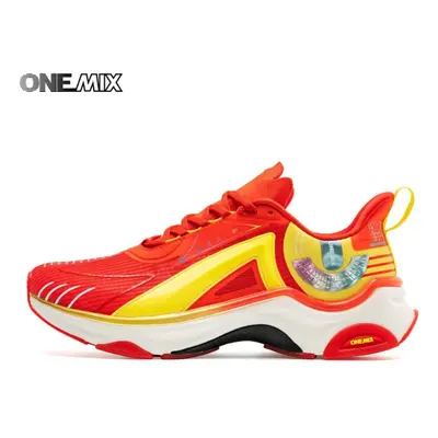 (Red, 44) ONEMIX New Designers Running Shoes High Quality Sneakers for Men Breathable Wear-resis