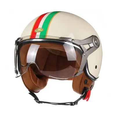 (as the picture, M) Vintage Motorcycle Helmet Jet With Visor Motorbike Riding 3/4 Open Half Helm