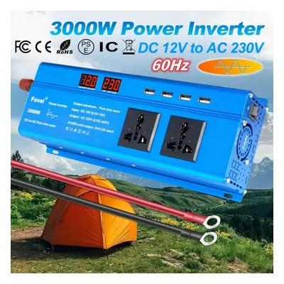 (blue, 12V 220V Universal 60Hz) 3000w (peak) 12v To 220v 1500w Rated Power Pure Sine Wave Invert