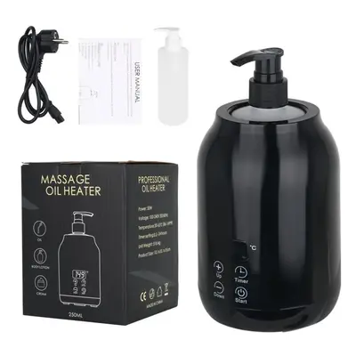 (Black With Box) Massage Oil Warmer With Two Bottle Dispenser Smart Touch Key Electric Warm Loti