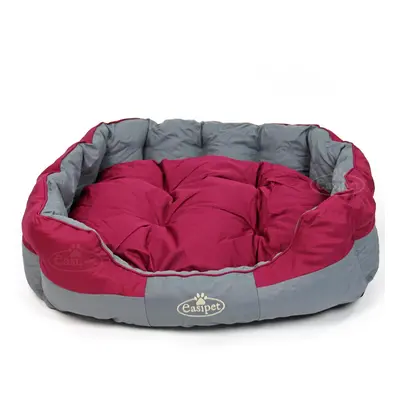 Waterproof Round Dog Bed in Grey/Burgundy Easipet