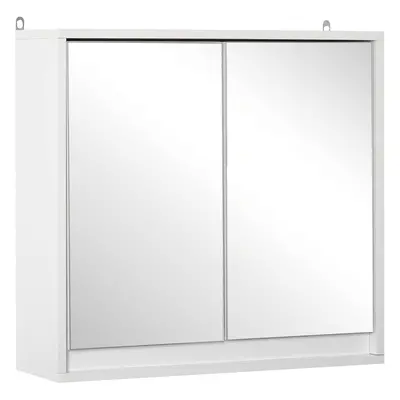 (White) Bathroom Mirror Cabinet Wall Mounted Storage Shelf Bathroom Cupboard Double Door, White