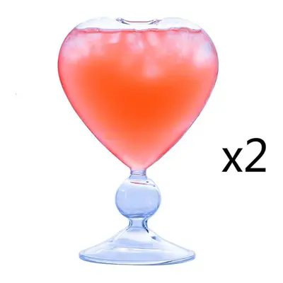 (as the picture, Pcs Heart Cup 210ml) Clear Love Heart Shaped Cocktail Glass For Women Wedding P