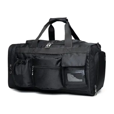 (black) Travel Luggage Nylon Duffle Handbag Waterproof Weekend Large Big Shoulder Men Solid Blac