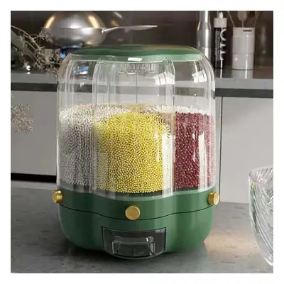 (green, L-12.5KG) Food Dispensers Airtight Grain Food Storage Container Box Degrees Rotary Seale