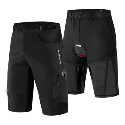 (black, L) Cycling Shorts Wosawe Mtb Bike Ride Sports Shorts Loose Fit Quick Dry