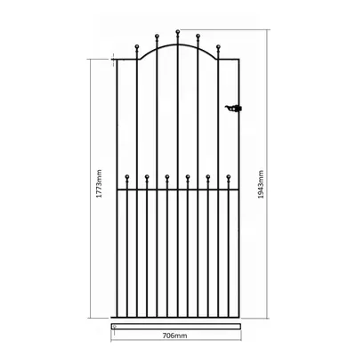 (762mm GAP X 1943mm High) Manor Ball Top Tall Garden Gates galvanised metal