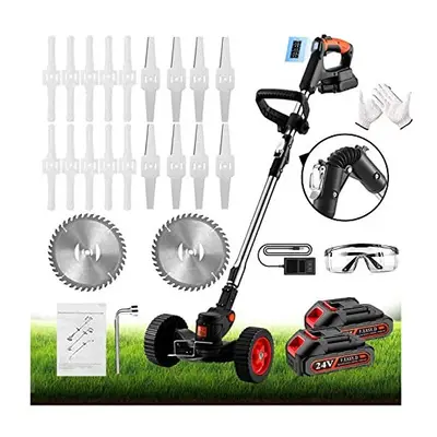 Metal Blade Cordless Strimmer 24v Grass Trimmers With Charge Display Removable Wheels Blades 15c