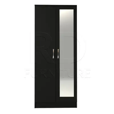 Ready assembled Classic Door Mirrored Wardrobe Black