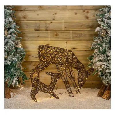 71cm Light up Brown Christmas Doe & Fawn with White & Warm White LEDs