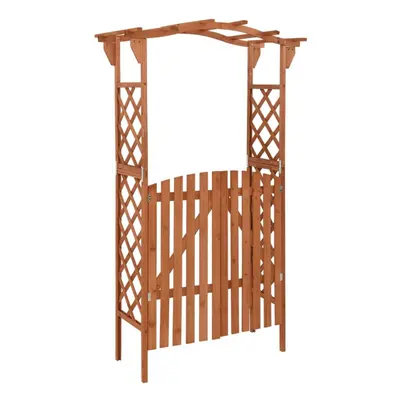 vidaXL Solid Firwood Pergola with Gate 116x40x204 cm Wooden Garden Arch Gate