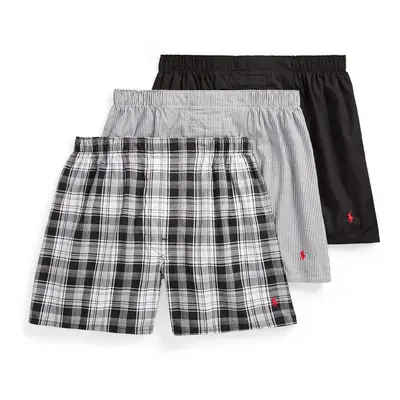 POLO RALPH LAUREN Men's Classic Fit Woven Cotton Boxers, Bengal Stripe/Red, Stockton Plaid/Red, 