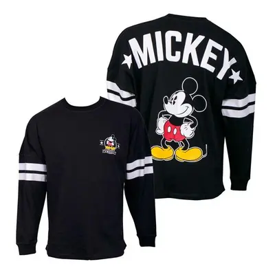 Mickey Mouse Disney Striped Sleeve Black Long Sleeve Shirt - Medium