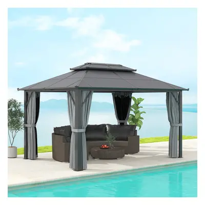 Outsunny 3x4m Polycarbonate Hardtop Gazebo with Aluminium Frame, Grey