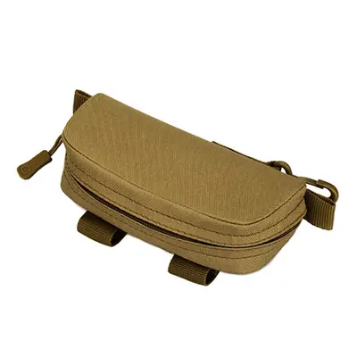 (Khaki) Military Camouflage Glasses Tactical Bag Mini Storage Pouch Nylon Hip Bum Waist Belt Pac