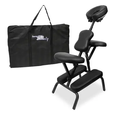 (Black) Tattoo Massage Chair Adjustable Portable Folding Body Beauty Salon Therapy Stool