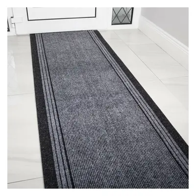 (Grey, 67cm x 396cm (13')) Very Long Hallway Rug Heavy Duty Runner ANY Length