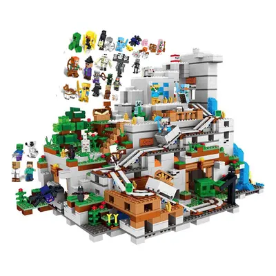 900PCS Minecraft Building Blocks Set with Minifigures The Mountain Cave My World Series Fit for 