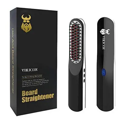 Beard Straightener for Men, Beard Straightening Comb with Cordless/Mini Sized/Auto Shut Off/Anti