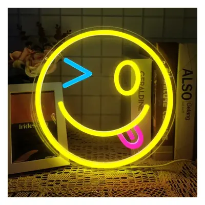 Smiley Face Neon Sign, Smiley Neon Sign for Wall Decor, Led Signs for Bedroom Wall, Light Up Sig