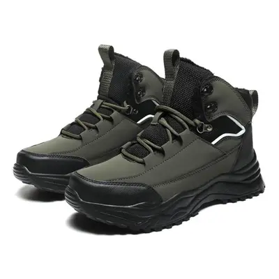 (green, 46) Tuinanle Warm Winter Shoes Warm Plush Outdoor Snow Sneakers For Men Antiskid Waterpr