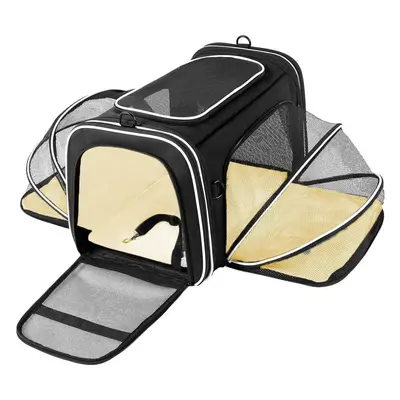 (black) Expandable Pet Carrier Airline Approved Expandable Foldable Soft-sided Dog Carrier Pet T