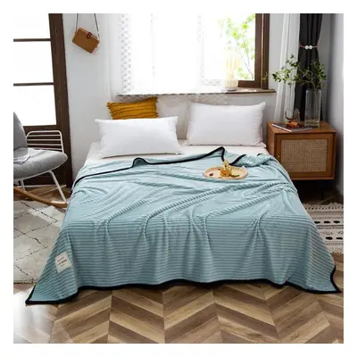 (blue, 180*200cm) Winter Thick Coral Fleece Blanket Simple Style Warm Blanket Household Blanket 