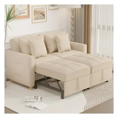 (Beige) YODOLLA 3-in-1 Sofa Bed Double Sleeper Chair Bed