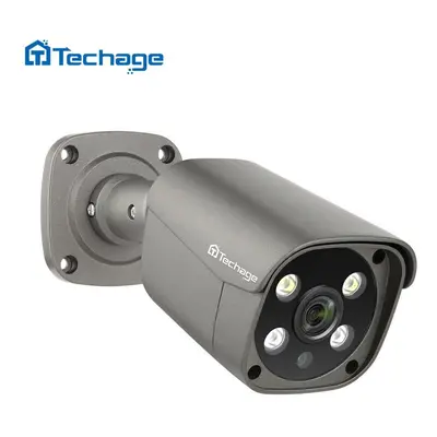 (grey) Techage 5mp Security Poe Ip Camera Human Detection Outdoor Two Way Audio Video Surveillan