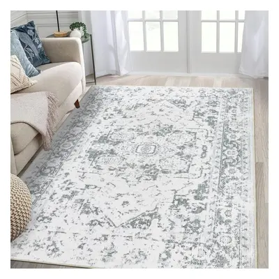 (160 x cm, White and Light Gray) Living room carpet small 230cm soft fluffy carpet large non-sli