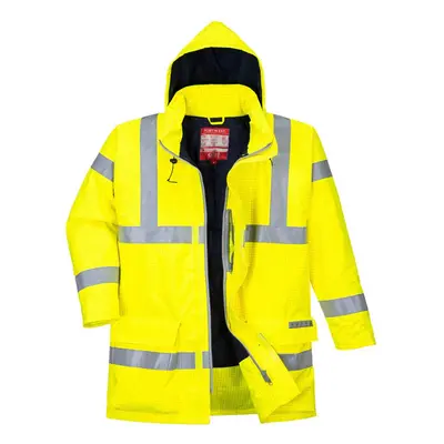 (M, Yellow) Portwest Mens Hi-Vis Bizflame Rain Anti-Static Jacket