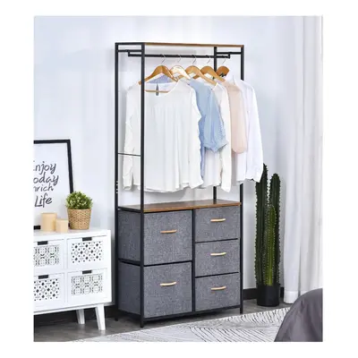 Metal Open Wardrobe Industrial Storage Cabinet Tall Clothes Hanger Coat Rack