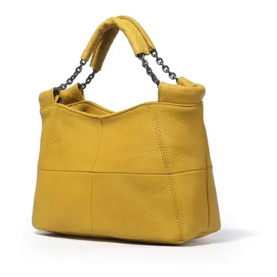 (yellow) Trendy Quilted Genuine Leather Handbag Female Small Solid Color Shoulder Bags For Women