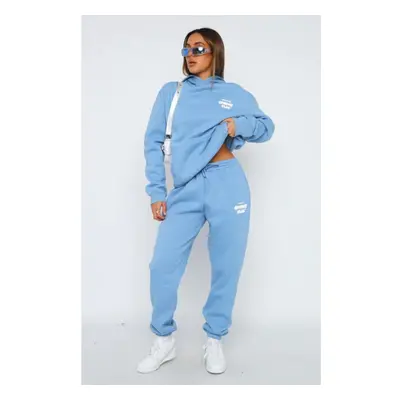 (sky blue, S) Women's Long Sleeve Hoodie and Sweatpants Set Stylish Two-Piece Sportswear for Eve