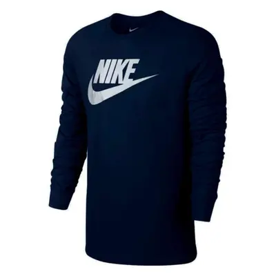 Nike Mens NSW Long Sleeve Tee Icon Futura T-Shirts Navy Blue/White X-Large