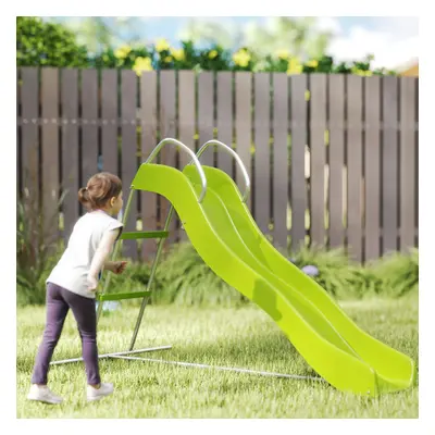 AIYAPLAY Freestanding Garden Wavy Slide for Kids with Climbing Ladder, Green