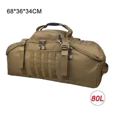 (80L Brown) Men Army Sport Gym Bag Military Tactical Waterproof Backpack Molle Camping Backpacks