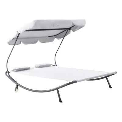 Outsunny Garden Double Hammock Sun Lounger Day Bed Canopy Pillows w/ Stand New