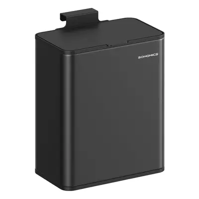 (Ink Black) Hanging Kitchen Bin, 2.1 Gallon (8 Liter) Steel Bin with Lid, Food Waste Collection,