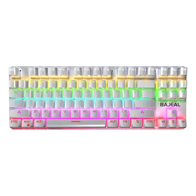 (White) Mechanical Keyboard Keys USB Wired Hot Swappable Blue Swtich Colorful LED Backlight Gami